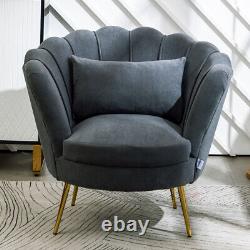 Fabric Upholstered Armchair Nordic Sofa Chair with Cushion Metal Leg Furniture