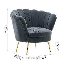 Fabric Upholstered Armchair Nordic Sofa Chair with Cushion Metal Leg Furniture