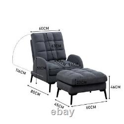 Fabric/Velvet Recliner Chair Lounger Armchair Cushion Seat Sleeper Sofa+Footrest