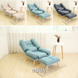 Fabric/Velvet Recliner Chair Lounger Armchair Cushion Seat Sleeper Sofa+Footrest