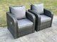 Fimous 2 Pc Reclining High Back Rattan Arm Sofa Garden Chairs Outdoor Furniture