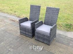 Fimous 2 pc Recline Outdoor PE Rattan Dining Chair With Seat Cushion Grey Mix