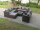 Fimous 9 Seater Rattan Sofa Set Lounge Chair Outdoor Garden Furniture Patio Grey