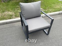 Fimous Aluminum Outdoor Garden Furniture Single Arm Chair Sofa with Cushion Grey