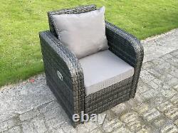 Fimous Grey Mix Reclining Curved Rattan Garden Chair Patio Outdoor With Cushion