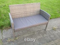 Fimous Rattan Loveseat Sofa Double Chair Outdoor Garden Furniture With Cushion