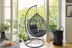 Fine Garden Hanging Egg Chair with Steel frame and Weatherproof Comfy Cushion