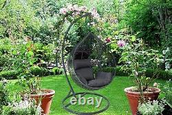 Fine Garden Hanging Egg Chair with Steel frame and Weatherproof Comfy Cushion