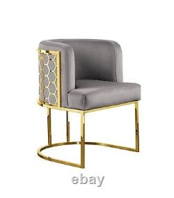 Fine Velvet Cushion Tub Chair With Gold Steel base Brushed Chrome Quality Finish