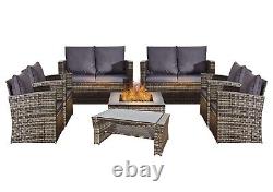 Firepit Rattan Garden Sofa set Furniture 8 Seater Modern Relaxing With Entertain