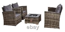 Firepit Rattan Garden Sofa set Furniture 8 Seater Modern Relaxing With Entertain