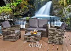 Firepit Rattan Garden Sofa set Furniture 8 Seater Modern Relaxing With Entertain