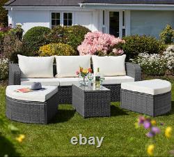 Five Section Rattan Daybed Garden Outdoor Patio Furniture Set Table Chair Lounge