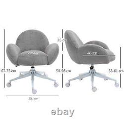 Fleece Style Office Desk Chair Comfy Padded Cushion Tub Seat Swivel Wheels Grey