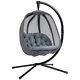 Folding Hanging Egg Chair With Cushion And Stand Grey