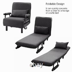 Folding Single Fabric Sofa Bed Chair Sleep Lounge Sleeper Leisure Guest w Pillow