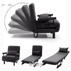 Folding Single Fabric Sofa Bed Chair Sleep Lounge Sleeper Leisure Guest w Pillow