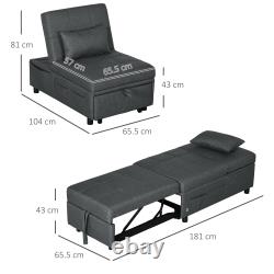 Folding Sofa Bed Pull Out Convertible Chair Bed with Adjustable Backrest, Pillow