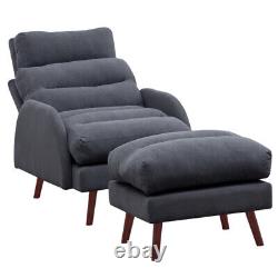 Frosted Velvet Upholstered Recliner Chair Armchair Sleeper Chair Single Sofa Bed