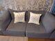 Furniture Village Grey/blue Corner Sofa Fabric Chairs 4 Seats + 6 Cushions