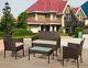 Garden Furniture Set 4 Piece Rattan With Sofa Table & Chairs Outdoor Patio Set
