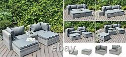 GSD Enzo Rattan Garden Furniture Sofa Lounge 5 Piece Set In or Outdoor