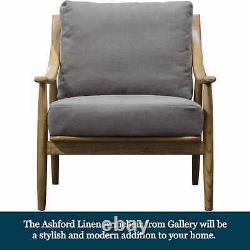 Gallery Ashwell Dark Grey Linen Armchair Sofa Chair Seat Lounge Cushioned Accent