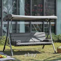 Garden 2-in-1 Patio 3 Seater Swing Chair Hammock with Cushion Adjustable Canopy