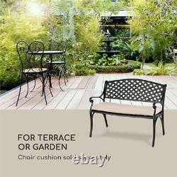 Garden Bench Chair 2 Seater Cushion Patio Home Decor Antique Black/ grey