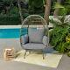 Garden Egg Chair Natural Or Dark Grey Frame With Grey Cushions