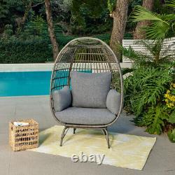 Garden Egg Chair Natural or Dark Grey Frame With Grey Cushions