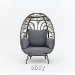 Garden Egg Chair Natural or Dark Grey Frame With Grey Cushions