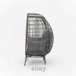 Garden Egg Chair Natural or Dark Grey Frame With Grey Cushions