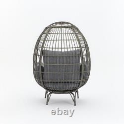 Garden Egg Chair Natural or Dark Grey Frame With Grey Cushions