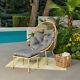 Garden Egg Chair With Footstool Natural Or Dark Grey Frame With Grey Cushion