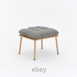 Garden Egg Chair With Footstool Natural or Dark Grey Frame With Grey Cushion