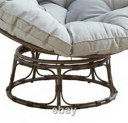 Garden Furniture Rattan Outdoor Swivel Chair Steel Papasan Moon Padded Seat