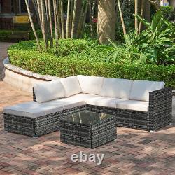 Garden Furniture Set L Shape Outdoor Corner Rattan Sofa with Table & Cushion