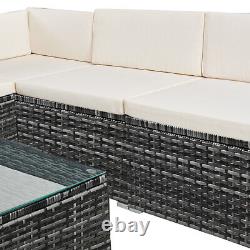 Garden Furniture Set L Shape Outdoor Corner Rattan Sofa with Table & Cushion