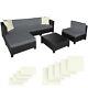 Garden Furniture Set Poly Rattan Chairs Table Seat Cushions Balcony Outdoor New