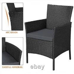 Garden Furniture Sets 3 Piece Rattan Bistro Set Weaving Wicker Chairs with Cushion