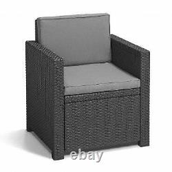 Garden Furniture Sofa Set Table Chairs Rattan Cushion weatherproof Grey