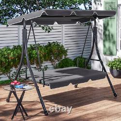 Garden Metal Swing Chair Outdoor 3 Seater Hammock Bed Patio Canopy Bench Lounger