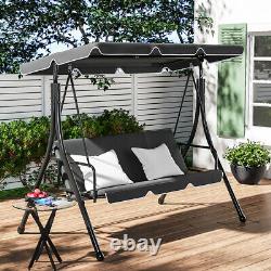 Garden Metal Swing Chair Outdoor 3 Seater Hammock Bed Patio Canopy Bench Lounger