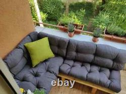 Garden Outdoor Pallet Cushions EURO Pallet Sofa Grey Tufted Quilted Seat Pads