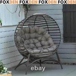 Garden Patio Egg Chair with Cushion Steel Frame Single Seater Pod Cocoon Chair