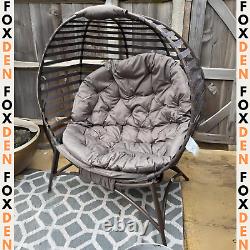 Garden Patio Egg Chair with Cushion Steel Frame Single Seater Pod Cocoon Chair