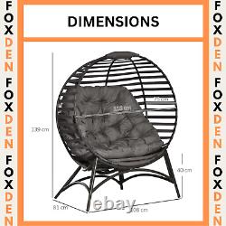 Garden Patio Egg Chair with Cushion Steel Frame Single Seater Pod Cocoon Chair