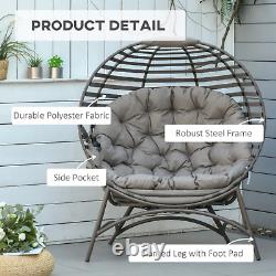 Garden Patio Egg Chair with Cushion Steel Frame Single Seater Pod Cocoon Chair