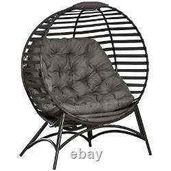 Garden Patio Egg Chair with Cushion Steel Frame Single Seater Pod Cocoon Chair